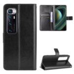 Crazy Horse Texture Wallet Stand Leather Phone Shell for Xiaomi Mi 10 Ultra – Black