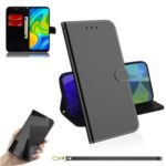 Mirror-like Surface Leather Protective Shell for Xiaomi Redmi Note 9/10X 4G – Black