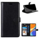 Wallet Stand Leather Protective Cell Phone Case for Xiaomi Redmi 9C – Black