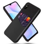 KSQ Card Holder Cloth + PU Leather Coated PC Back Cover for Xiaomi Redmi 9A – Black