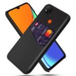 KSQ Card Holder Cloth + PU Leather Coated PC Back Cover for Xiaomi Redmi 9C – Black