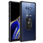 Ring Holder Kickstand Acrylic TPU Combo Phone Protector Shell for Xiaomi Redmi Note 9 – Black
