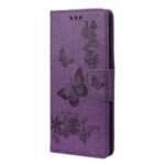 Imprint Butterflies Wallet Stand Flip Leather Phone Cover for Xiaomi Poco X3 NFC – Purple