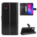 Crazy Horse Texture Protector Wallet Stand Leather Cover Case for ZTE Blade A3 (2020) – Black
