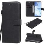 Solid Color Wallet Stand Leather Shell with Strap for Oppo Reno3 Pro 5G / Find X2 Neo (Overseas Version) – Black