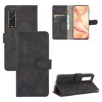 Skin-touch PU Leather Wallet Cell Phone Case for Oppo Find X2 Pro – Black