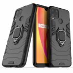 Cool Guard PC + TPU Hybrid Phone Case with Kickstand for Realme C15 – Black