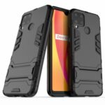 2 in 1 PC + TPU Hybrid Case Cover with Kickstand for Realme C15 – Black