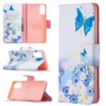 Pattern Printing Leather Wallet Protective Case for Oppo Reno4 5G – Butterfly and Flowers