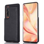With Kickstand Card Holder Leather Coated PC + TPU Shell for Oppo Find X2 Pro – Black