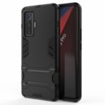 Hybrid PC + TPU 2 in 1 Kickstand Cell Phone Cover for vivo iQOO 5 Pro 5G – Black