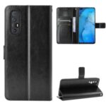 Crazy Horse Texture Wallet Leather Shell for OPPO Reno3 Pro – Black