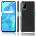 Litchi Texture PU Leather Coated Plastic Protector Cover for Realme V5 5G – Black