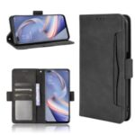 Multiple Card Slots Leather Shell Wallet Cell Phone Cover for OPPO A92s/Reno4 Z 5G – Black