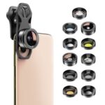 APEXEL 11-in-1 Phone Camera Lens Kit Fisheye Wide Angle Filter CPL ND Macro Mobile Lens