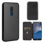 Carbon Fiber Surface Auto-absorbed Leather with Stand Cell Phone Case for Nokia C3 – Black
