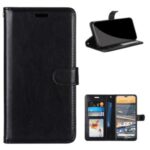 Solid Color Leather Material Protective Cell Phone Cover for Nokia 5.3 – Black