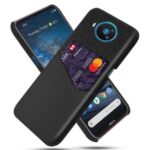 KSQ Card Holder Cloth + PU Leather Coated PC Back Cover for Nokia 8.3 5G – Black