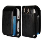 PU Leather Cover with Cigarette Case Holder and Hook for IQOS 3.0/3.0 DUO Electronic Cigarette – Black