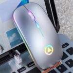 A2 Rechargeable Silent Wireless Mouse DPI 16000 Optical Ergonomic for Gaming Office PC Computer Laptop – Silver