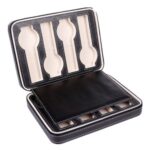 8 Grids Portable Watch Zipper Storage Bag Organizer Leather Watch Box – Black