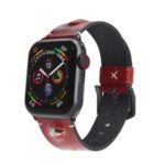 Eye Decor Genuine Leather Watch Band Replacement for Apple Watch Series 6 SE 5 4 40mm / Series 3 2 1 38mm – Red