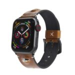 Eye Decor Genuine Leather Watch Band Replacement for Apple Watch Series 6 SE 5 4 40mm / Series 3 2 1 38mm – Brown