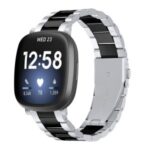 Stainless Steel Watch Band for Fitbit Versa 3/Fitbit Sense – Silver/Black/Silver