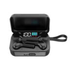 K18 TWS Bluetooth Headsets Waterproof Wireless Sports Headsets with LED Digital Display Charging Bin – Black