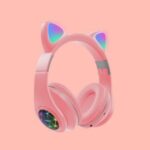 M2 Cat Ear Decor Bluetooth 5.0 Macaron Over-ear Headset Headphone Earphone – Pink