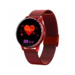 C009 1.3 inch Sport Smart Bracelet Blood Pressure Heart Rate Monitor Smart Watch – Red/Steel Strap