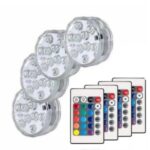 10-LED Submersible Light Waterproof Aquarium Diving Fish Tank Decor Lamp with Remote Control – 4Pcs Light