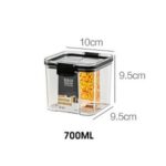 Clear Food Storage Box Damp-proof Kitchen Cereal Flour Container with Lid – 700ml