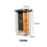Clear Food Storage Box Damp-proof Kitchen Cereal Flour Container with Lid – 1300ml