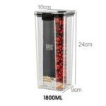 Clear Food Storage Box Damp-proof Kitchen Cereal Flour Container with Lid – 1800ml