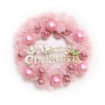Merry Christmas Wreath Pink Circle Christmas Tree Pendant Shopping Mall Dressing Up Prop – 30cm