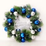Xmas Garland 30cm/40cm/50cm Merry Christmas Tree Wreath Wall Door Hanging Pendant-Blue – white/40cm – Blue-white//40cm