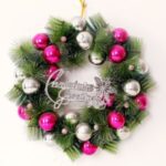 Xmas Garland 30cm/40cm/50cm Merry Christmas Tree Wreath Wall Door Hanging Pendant-Rose – white/30cm – Rose-white//30cm