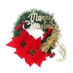 Merry Christmas Tree Wreath Xmas Red Flower Garland for Shopping Mall Hotel Decor – 50cm