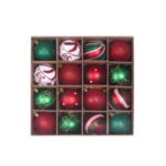 16Pcs/Box Christmas Tree Ball Pendant Xmas Tree Decor – Red+Green+White