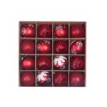 16Pcs/Box Christmas Tree Ball Pendant Xmas Tree Decor – Red+Lotus