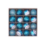 16Pcs/Box Christmas Tree Ball Pendant Xmas Tree Decor – Blue+Lotus