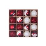 16Pcs/Box Christmas Tree Ball Pendant Xmas Tree Decor – Red+White