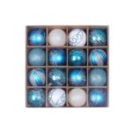 16Pcs/Box Christmas Tree Ball Pendant Xmas Tree Decor – Blue+White