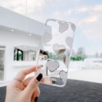 Love Heart Dot Pattern Shell TPU Shell for iPhone 12 Pro Max 6.7 inch – Love Heart/Silver