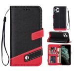 Litchi Texture PU Leather Shell (Contrast Color) for iPhone 12 Pro Max 6.7 inch – Black