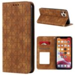 Imprint Flower Pattern Auto-absorbed Stand Case for iPhone 11 Pro Max 6.5 inch – Brown