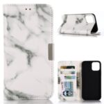 Marble Pattern Leather Protector Wallet Stand Case for iPhone 12 Max/Pro 6.1 inch – White