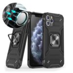 Armor Style Ring Kickstand Detachable TPU + PC Hybrid Cover with Metal Sheet for iPhone 11 Pro 5.8 inch – Black