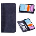 Business Style Splicing Stand Shell Auto-absorbed Leather Case for iPhone X/XS 5.8 inch – Dark Blue